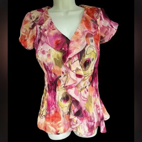 East 5th Multicolor Floral Ruffle Blouse - Picture 1 of 10